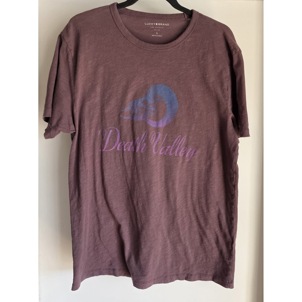Lucky Brand Men's L Maroon Cotton Graphic Crew Neck Short Sleeve T-Shirt Tee